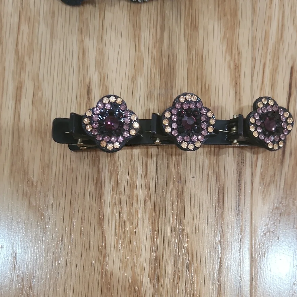 Chic Black and Purple Crystal Hair Clips